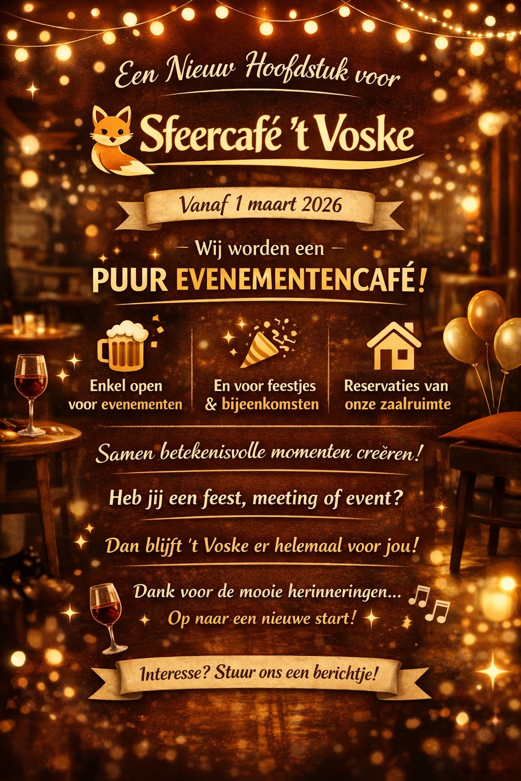 Aankondiging: Puur Evenementencafé vanaf 1 maart 2026